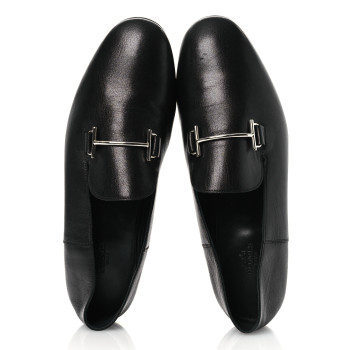HERMES Goatskin Mens Saga Loafers 43.5 Black