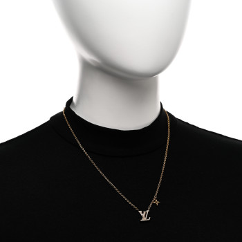 LOUIS VUITTON Metal Crystal LV Iconic Necklace Gold