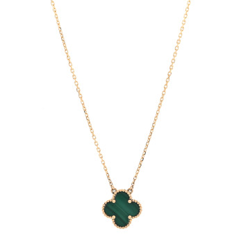 VAN CLEEF & ARPELS 18K Yellow Gold Malachite Vintage Alhambra Pendant Necklace