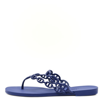 HERMES Rubber Chaine d'Ancre Island Sandals 39 Bleu Smalt
