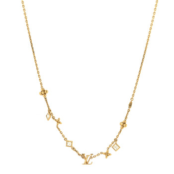 LOUIS VUITTON Metal Crystal LV In The Sky Necklace Gold
