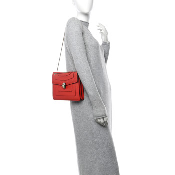 BULGARI Calfskin Serpenti Forever Shoulder Bag Red