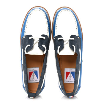 LOUIS VUITTON Mat Calfskin Mens Rubber America's Cup Marine Boat Shoe 8 Pacific Blue
