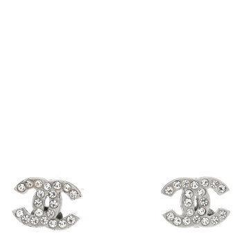 CHANEL Crystal Mini CC Earrings Silver