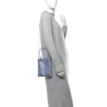 PRADA Satin Crystal Metal Triangle Logo Chain Crossbody Handbag Celeste