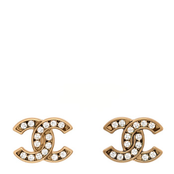 CHANEL Crystal CC Earrings Gold