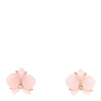 CARTIER 18K Pink Gold Diamond Rose Quartz Caresse D'Orchidees Par Cartier Earrings