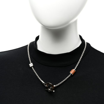 HERMES Palladium Buffalo Horn Swift Meli-Melo Necklace