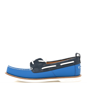 LOUIS VUITTON Mat Calfskin Mens Rubber America's Cup Marine Boat Shoe 8 Pacific Blue
