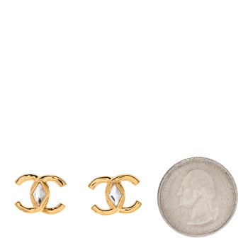 CHANEL Metal Crystal CC Marquise Earrings Gold