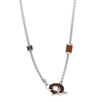 HERMES Palladium Buffalo Horn Swift Meli-Melo Necklace