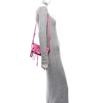BALENCIAGA Agneau Arena Mini Le Cagole Duffle Crossbody Bag Light Pink