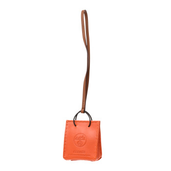 HERMES Milo Lambskin Swift Shopping Bag Charm Feu Gold