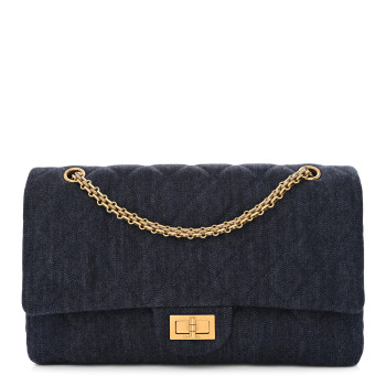 CHANEL Denim Quilted 2.55 Reissue 225 Flap Dark Blue