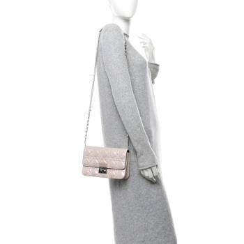 CHRISTIAN DIOR Metallic Lambskin Cannage Miss Dior Promenade Pouch Pink