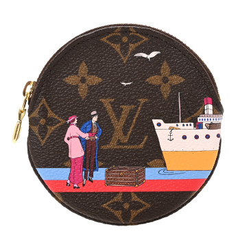 LOUIS VUITTON Monogram 2016 Christmas Animation Round Coin Purse Rouge
