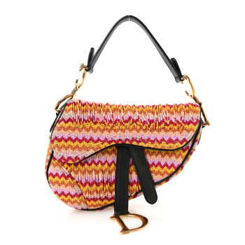 CHRISTIAN DIOR Embroidered Fringe Beaded Mini Saddle Bag Multicolor