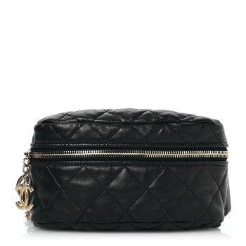 CHANEL Lambskin Quilted Linked In Waist Bag Black