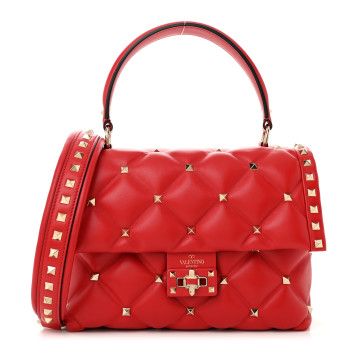 VALENTINO GARAVANI Nappa Medium Candystud Top Handle Bag Rosso Valentino