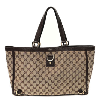 GUCCI Monogram Large Abbey Tote Dark Brown
