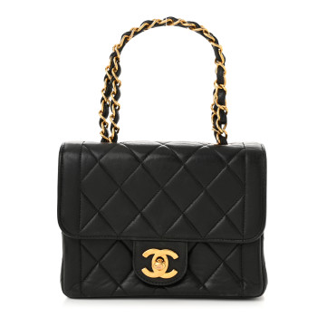 CHANEL Lambskin Quilted Mini Square Flap Black
