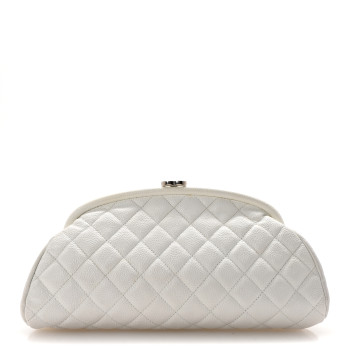 CHANEL Caviar Quilted Timeless Clutch White