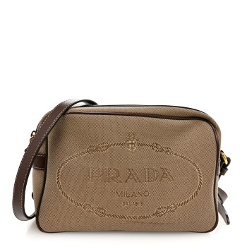 PRADA Jacquard Logo Camera Bag Corda Bruciato