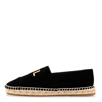 CHANEL Velvet Logo Espadrilles 37 Black