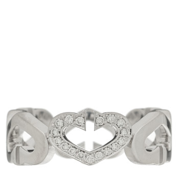 CARTIER 18K White Gold Diamond Hearts and Symbols Ring 56 7.5