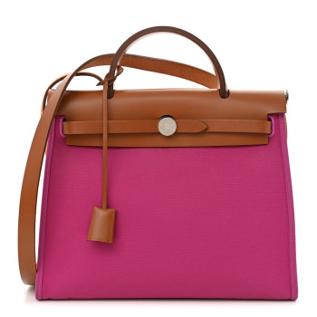 HERMES Vache Hunter Toile Herbag Zip 31 PM Magnolia Fauve
