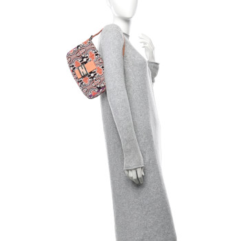FENDI Beaded Lizard Baguette Pink