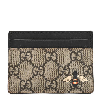 GUCCI GG Supreme Monogram Bee Print Card Holder Black