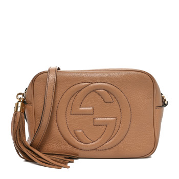 GUCCI Pebbled Calfskin Small Soho Disco Bag Camelia