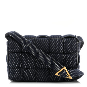 BOTTEGA VENETA Denim Maxi Intrecciato Padded Cassette High Frequency Crossbody Bag Indigo