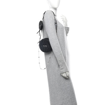 MIU MIU Nappa Matelasse Crystal Round Crossbody Bag Black