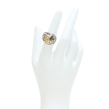 JOHN HARDY Sterling Silver 18K Yellow Gold Bamboo Dot Dome Ring 52 6