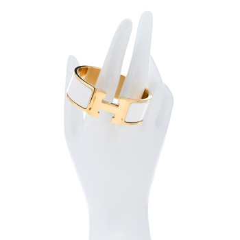 HERMES Enamel Wide Clic Clac H Bracelet PM White