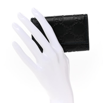 GUCCI Guccissima 6 Key Holder Case Black