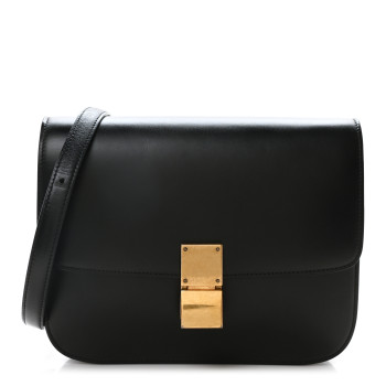 CELINE Box Calfskin Medium Classic Box Flap Bag Black
