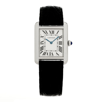 CARTIER Stainless Steel Alligator 24mm Tank Solo Quartz Watch