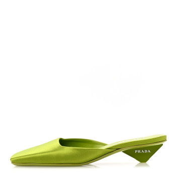 PRADA Satin Modellerie Mules 35 Felce