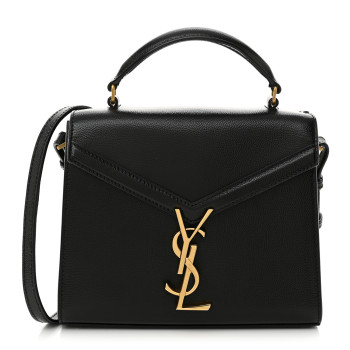 SAINT LAURENT Grain de Poudre Medium Classic Monogram Cassandra Top Handle Black