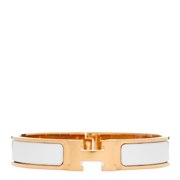 HERMES Enamel Narrow Clic Clac H Bracelet GM White