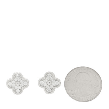 VAN CLEEF & ARPELS 18K White Gold Diamond Vintage Alhambra Earrings