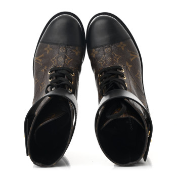 LOUIS VUITTON Calfskin Monogram Wonderland Flat Ranger Boots 39 Black