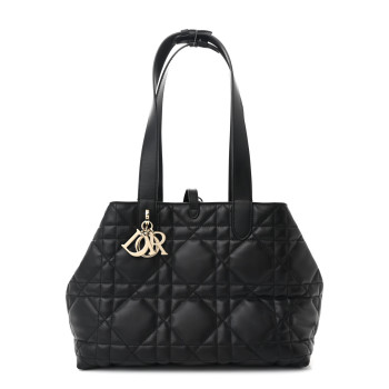 CHRISTIAN DIOR Calfskin Macrocannage Medium Toujours Black