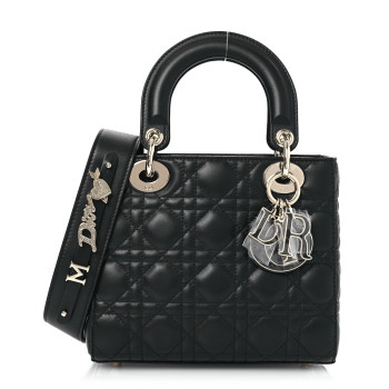 CHRISTIAN DIOR Lambskin Cannage Small My ABCDior Lady Dior Black