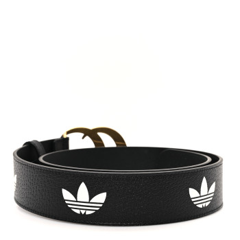 GUCCI X ADIDAS Textured Dollar Calfskin Double G 40mm Belt 80 32 Black
