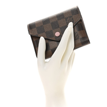 LOUIS VUITTON Damier Ebene Victorine Wallet Rose Ballerine