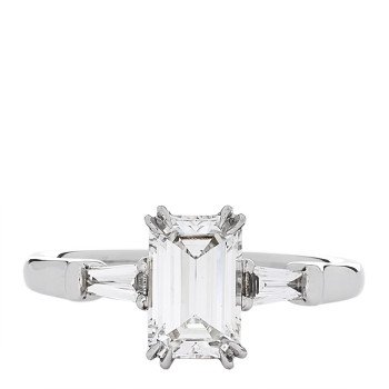 PARKER & WEST Platinum Diamond 1.157ct Emerald Cut Tapered Baguette Engagement Ring  50 5.25